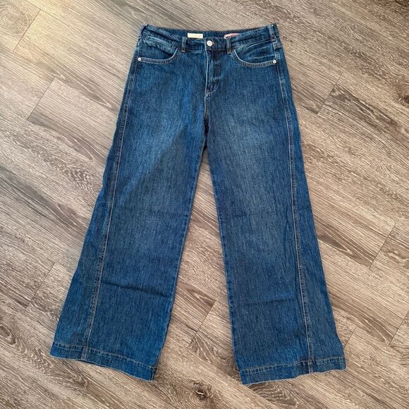 Pilcro Wide Leg Dark Wash Denim Jeans - Picture 1 of 9